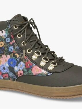 Keds Rifle Paper boots size 8 army/olive green